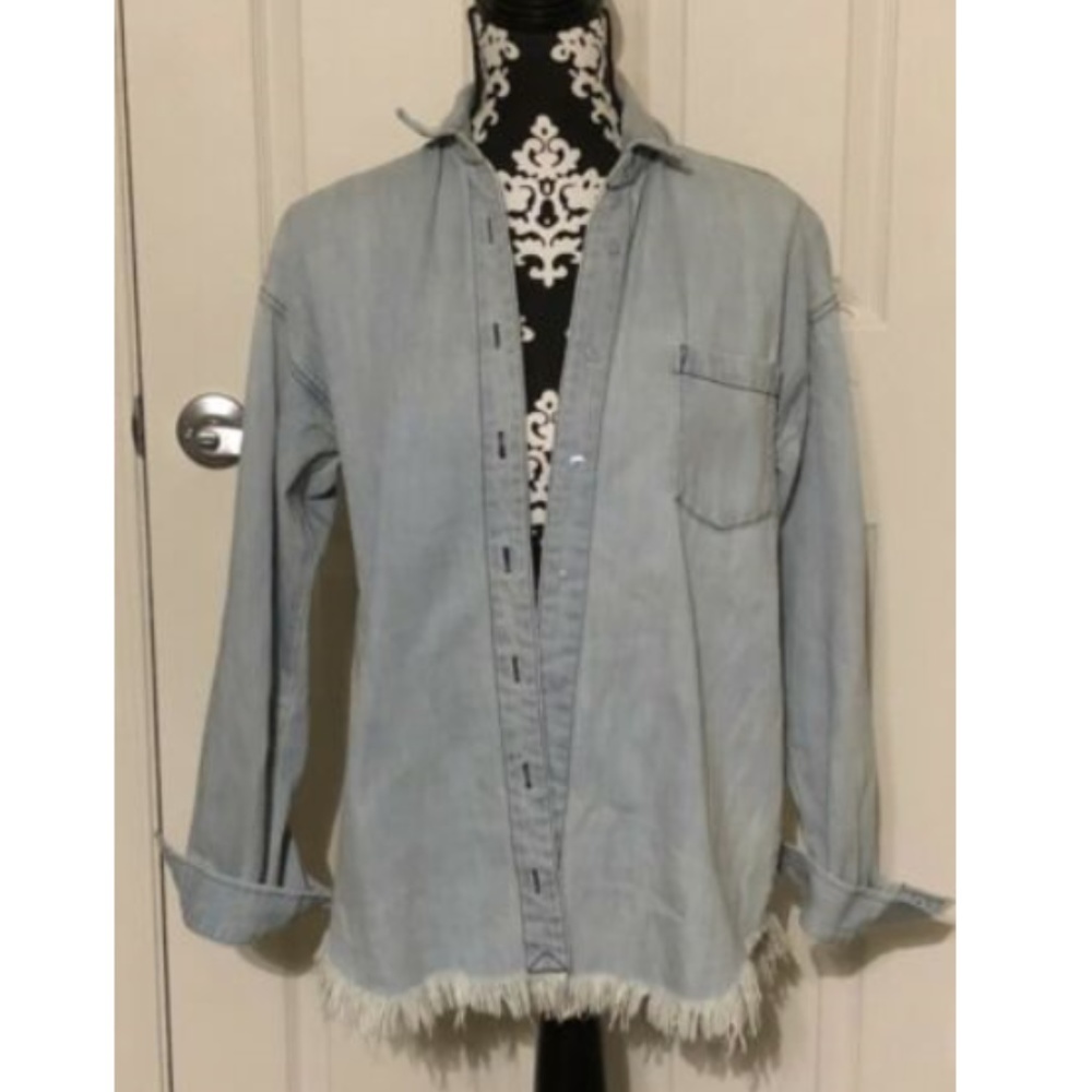 Moussy distressed denim blouse/jacket - Picture 2 of 5